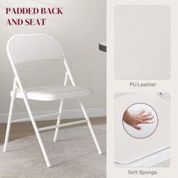 HOMCOM Set of 2 White Metal Frame Foldable Padded Chairs with Cushioned Seat - Wilko - thumbnail 7