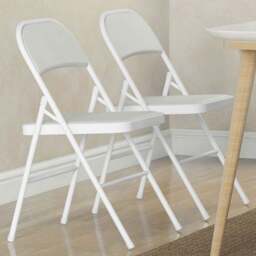 HOMCOM Set of 2 White Metal Frame Foldable Padded Chairs with Cushioned Seat - Wilko - thumbnail 1