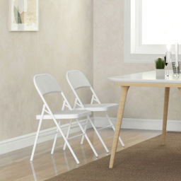 HOMCOM Set of 2 White Metal Frame Foldable Padded Chairs with Cushioned Seat - Wilko - thumbnail 6