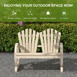 Outsunny 2 Seater Natural Wood Garden Bench with Wheel-Shaped Armrests - Natural wood finish - Wilko - thumbnail 7