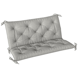 Outsunny 2 Seater Light Grey Garden Bench Cushion with Ties 49 x 100cm - Size: 8 x 98 x 100cm - Wilko
