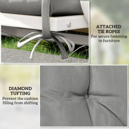 Outsunny 2 Seater Light Grey Garden Bench Cushion with Ties 49 x 100cm - Size: 8 x 98 x 100cm - Wilko - thumbnail 7