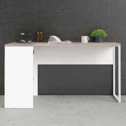 Florence Function Plus 2 Drawer Corner Desk White and Truffle Oak - Size: 81 x 145 x 76cm - Brown - Furniture to Go - Wilko
