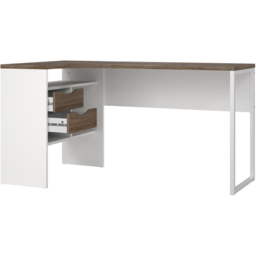 Florence Function Plus 2 Drawer Corner Desk White and Truffle Oak - Size: 81 x 145 x 76cm - Brown - Furniture to Go - Wilko - thumbnail 6