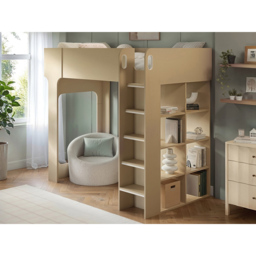 Flair Leo Scandi Light Oak High Sleeper Bed with Storage with Desk and Storage - Size: 178.1 x 118.5 x 211.5cm - White - Wilko - thumbnail 6