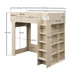 Flair Leo Scandi Light Oak High Sleeper Bed with Storage with Desk and Storage - Size: 178.1 x 118.5 x 211.5cm - White - Wilko - thumbnail 7