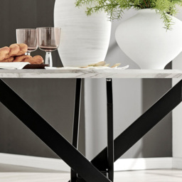 Furniturebox Arona Cesano Marble 6 Seater Round Dining Set White and Black - Wilko - thumbnail 7