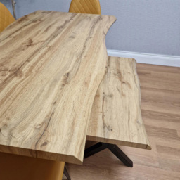 Portland 6 Seater Gem Pattern Wooden Tabletop Dining Bench Set Mustard - Wilko - thumbnail 4