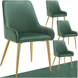 tectake Avane Set of 4 Green Velvet Look Padded Dining Chair - Wilko - thumbnail 3