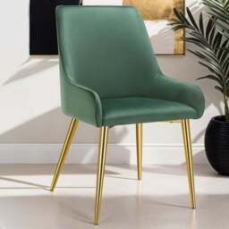 tectake Avane Set of 4 Green Velvet Look Padded Dining Chair - Wilko