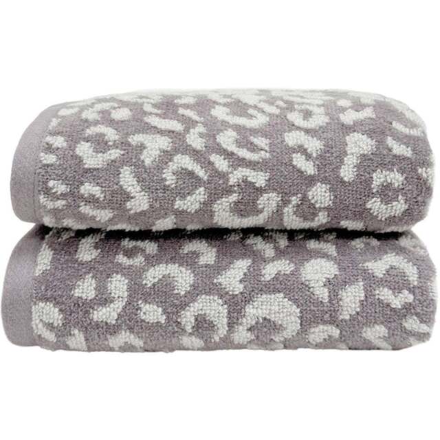 Allure Bath Fashions Luxury Zero Twist Leopard Print Grey and White Hand Towel 50 x 85cm 2 Pack - Size: 50 x 85 x 0.5cm - Wilko - image 1
