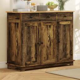 HOMCOM 3 Door 3 Drawer Brown Sideboard Storage Cabinet - Size: 18.5 x 49.5 x 117.5cm - Wilko - thumbnail 1