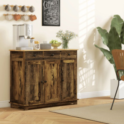 HOMCOM 3 Door 3 Drawer Brown Sideboard Storage Cabinet - Size: 18.5 x 49.5 x 117.5cm - Wilko - thumbnail 5