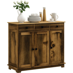 HOMCOM 3 Door 3 Drawer Brown Sideboard Storage Cabinet - Size: 18.5 x 49.5 x 117.5cm - Wilko - thumbnail 3