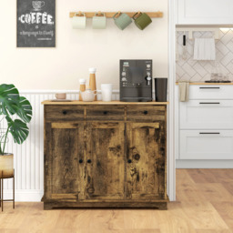 HOMCOM 3 Door 3 Drawer Brown Sideboard Storage Cabinet - Size: 18.5 x 49.5 x 117.5cm - Wilko - thumbnail 6