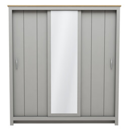 Lexington Grey 3 Door Mirror Sliding Wardrobe - Wilko - thumbnail 3