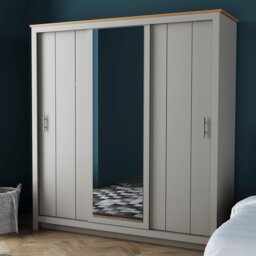 Lexington Grey 3 Door Mirror Sliding Wardrobe - Wilko - thumbnail 1