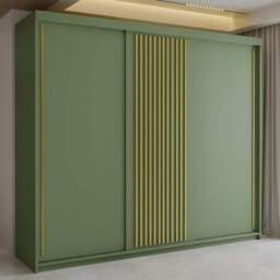 Sliding Wardrobes 4U Pesto 3 Door Green Sliding Wardrobe 250cm - Wilko - thumbnail 1