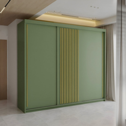 Sliding Wardrobes 4U Pesto 3 Door Green Sliding Wardrobe 250cm - Wilko - thumbnail 5