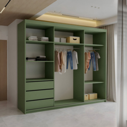 Sliding Wardrobes 4U Pesto 3 Door Green Sliding Wardrobe 250cm - Wilko - thumbnail 4