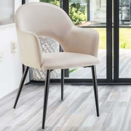 tectake Sasha Set of 4 Cream Velvet Dining Chair - Wilko