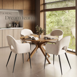 tectake Sasha Set of 4 Cream Velvet Dining Chair - Wilko - thumbnail 7