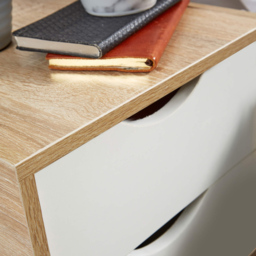 Home Source Boden 2 Drawer White and Oak Bedside Table - Brown - Wilko - thumbnail 4
