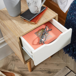 Home Source Boden 2 Drawer White and Oak Bedside Table - Brown - Wilko - thumbnail 6