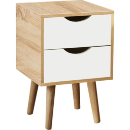 Home Source Boden 2 Drawer White and Oak Bedside Table - Brown - Wilko - thumbnail 3