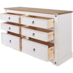Corona 6 Drawer White Washed Wax Wide Chest of Drawers - Wilko - thumbnail 5