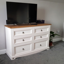 Corona 6 Drawer White Washed Wax Wide Chest of Drawers - Wilko - thumbnail 7