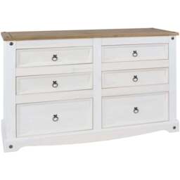 Corona 6 Drawer White Washed Wax Wide Chest of Drawers - Wilko - thumbnail 4
