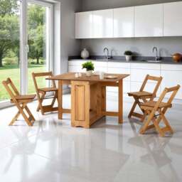 Seconique Santos 4 Seater Butterfly Foldable Dining Set Natural Wax - Wilko - thumbnail 1