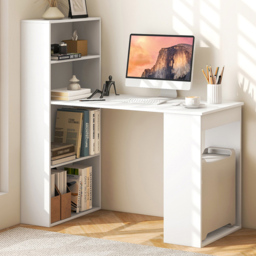 Costway Wooden Computer Desk with Bookshelf White - Size: 134.6 x 66 x 15.24cm - Wilko - thumbnail 1