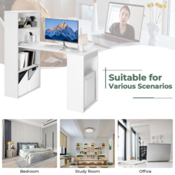 Costway Wooden Computer Desk with Bookshelf White - Size: 134.6 x 66 x 15.24cm - Wilko - thumbnail 6