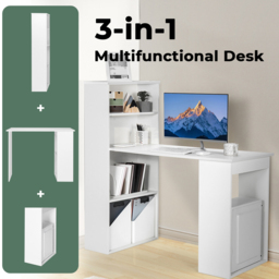 Costway Wooden Computer Desk with Bookshelf White - Size: 134.6 x 66 x 15.24cm - Wilko - thumbnail 5