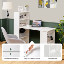 Costway Wooden Computer Desk with Bookshelf White - Size: 134.6 x 66 x 15.24cm - Wilko - thumbnail 7