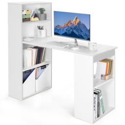 Costway Wooden Computer Desk with Bookshelf White - Size: 134.6 x 66 x 15.24cm - Wilko - thumbnail 3