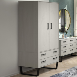 Core Products Texas 2 Door 2 Drawer Grey Waxed Pine Wardrobe - Size: 2 Door, 2 Drawer - Wilko