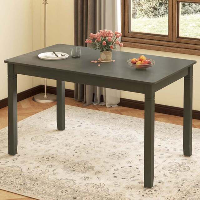 Costway 4 Seater Wooden Rectangular Dining Table Grey - Wilko - image 1