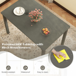 Costway 4 Seater Wooden Rectangular Dining Table Grey - Wilko - thumbnail 5