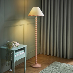 ValueLights Bobbins Pink Scallop Shade Rose Pink LED Floor Lamp - Size: 144 x 39 x 39cm - Wilko - thumbnail 3