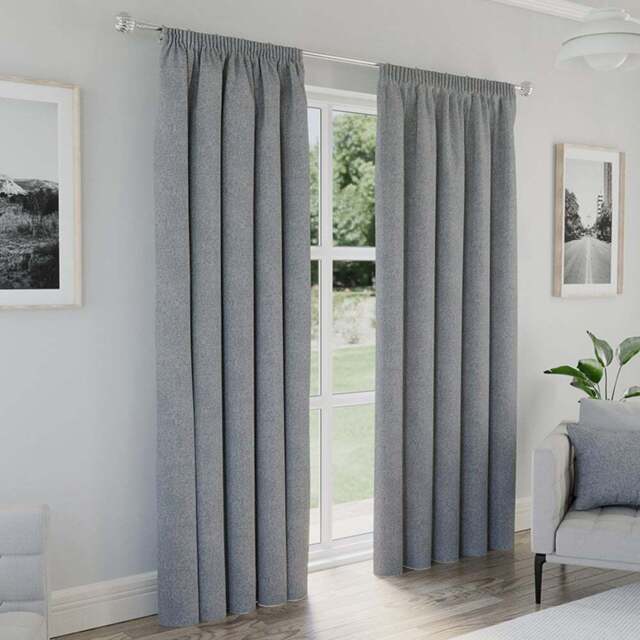 Enhanced Living Dallas Grey Thermal Blackout Pencil Pleat Curtains 117 x 183cm - Wilko - image 1