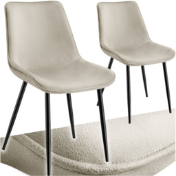 tectake Monroe Set of 2 Cream Velvet Padded Dining Chair - Wilko - thumbnail 3