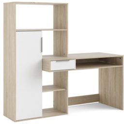 Florence Function Plus Single Door Single Drawer Multifunctional Desk White and Oak - Size: 605 x 162 x 155cm - Brown - Furniture to Go - Wilko - thumbnail 3