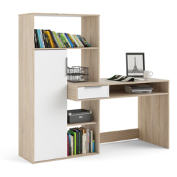 Florence Function Plus Single Door Single Drawer Multifunctional Desk White and Oak - Size: 605 x 162 x 155cm - Brown - Furniture to Go - Wilko - thumbnail 7