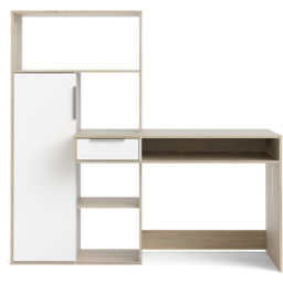 Florence Function Plus Single Door Single Drawer Multifunctional Desk White and Oak - Size: 605 x 162 x 155cm - Brown - Furniture to Go - Wilko - thumbnail 4