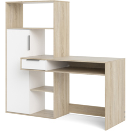 Florence Function Plus Single Door Single Drawer Multifunctional Desk White and Oak - Size: 605 x 162 x 155cm - Brown - Furniture to Go - Wilko - thumbnail 5