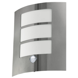 EGLO City Silver Exterior Sensor Wall Light - Size: 23.5 x 9.0 x 26.0cm - Wilko - thumbnail 1