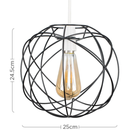 ValueLights Rutherford Atom Matt Black Painted Pendant Shade - Size: 25 x 24 x 25cm - Wilko - thumbnail 7